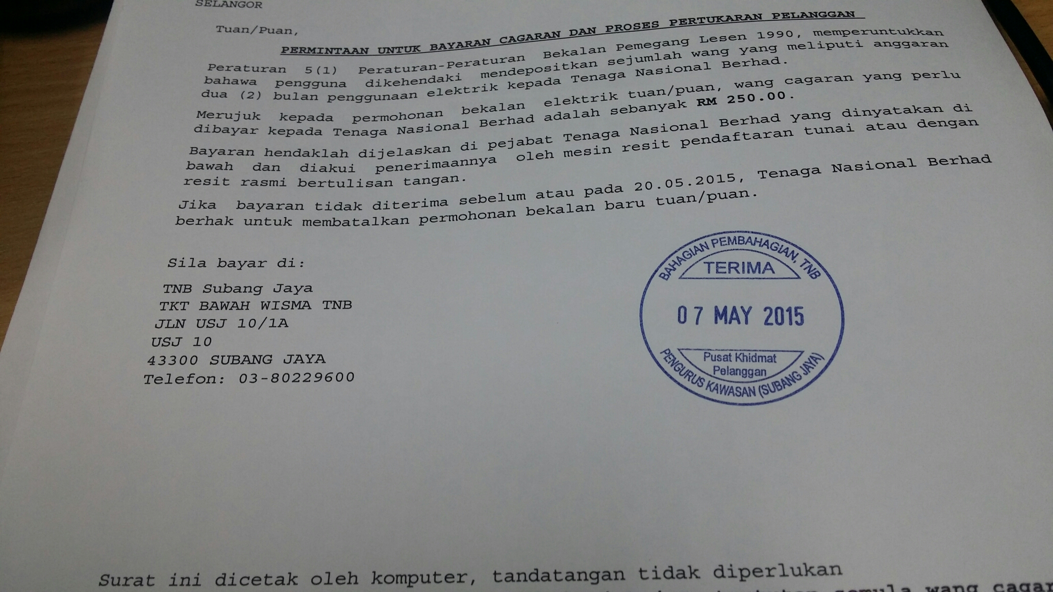 Surat Rayuan Cukai - Malacca w